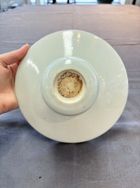 A Chinese qingbai spittoon with incised floral design, Song/Yuan