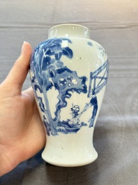 A fine Chinese blue and white 'Tao Yuanming 陶渊明' vase, Chenghua mark, Kangxi
