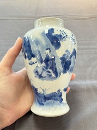 A fine Chinese blue and white 'Tao Yuanming 陶渊明' vase, Chenghua mark, Kangxi