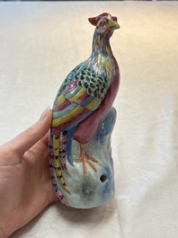 * A pair of Chinese famille rose models of pheasants, 18/19th C.