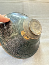 A rare Chinese black-glazed 'oil-spot' tea bowl, Song/Jin