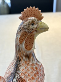 * A pair of Chinese polychrome-glazed models of roosters, 18/19th C.
