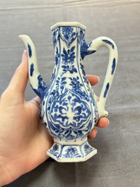 Three Chinese Imari-style teapots and two blue and white jugs, Kangxi