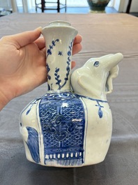 A Chinese blue and white 'elephant' kendi, Wanli