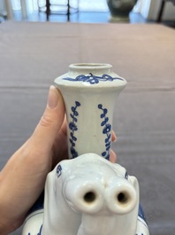 A Chinese blue and white 'elephant' kendi, Wanli