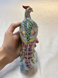 * A pair of Chinese famille rose models of pheasants, 18/19th C.