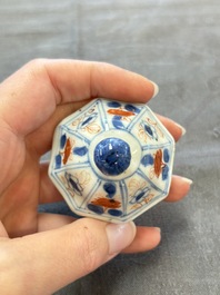 Three Chinese Imari-style teapots and two blue and white jugs, Kangxi