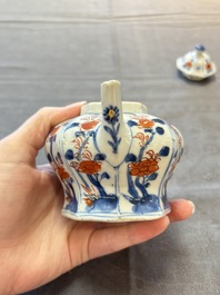 Three Chinese Imari-style teapots and two blue and white jugs, Kangxi