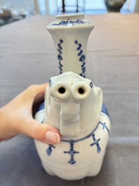 A Chinese blue and white 'elephant' kendi, Wanli