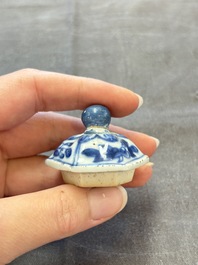 Three Chinese Imari-style teapots and two blue and white jugs, Kangxi