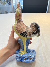 * A pair of Chinese polychrome-glazed models of roosters, 18/19th C.