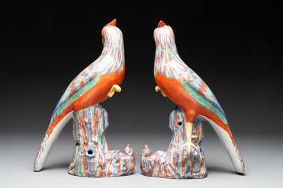 * A pair of famille rose-style models of pheasants, Samson, Paris, 19th C.