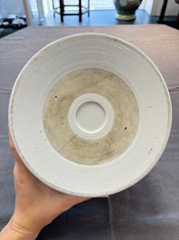 A fine Chinese blue and white 'fishermen and poem' bitong, Shang 賞 seal mark, Kangxi