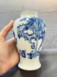 A fine Chinese blue and white 'Tao Yuanming 陶渊明' vase, Chenghua mark, Kangxi