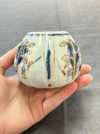 Three Chinese Imari-style teapots and two blue and white jugs, Kangxi