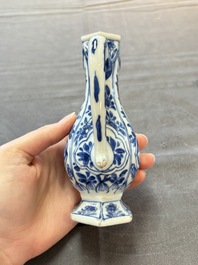 Three Chinese Imari-style teapots and two blue and white jugs, Kangxi