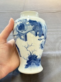 A fine Chinese blue and white 'Tao Yuanming 陶渊明' vase, Chenghua mark, Kangxi