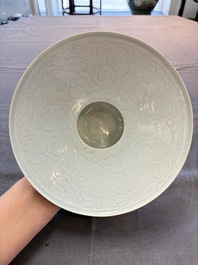 A Chinese qingbai spittoon with incised floral design, Song/Yuan