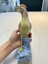 * A pair of Chinese polychrome-glazed models of roosters, 18/19th C.