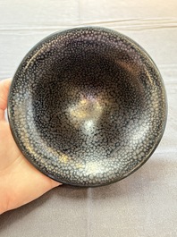 A rare Chinese black-glazed 'oil-spot' tea bowl, Song/Jin