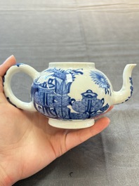 A Chinese blue and white 'antiquities' teapot and cover, Jiajing mark, Kangxi