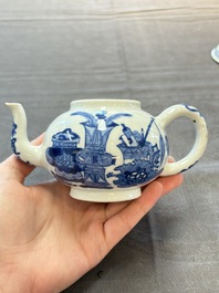 A Chinese blue and white 'antiquities' teapot and cover, Jiajing mark, Kangxi