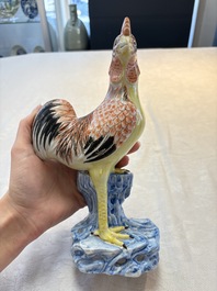 * A pair of Chinese polychrome-glazed models of roosters, 18/19th C.