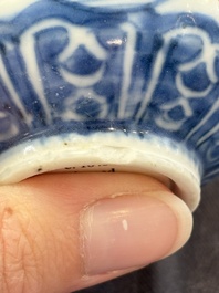 A pair of reticulated Chinese blue and white 'Hatcher Cargo' shipwreck bowls, Transitional period