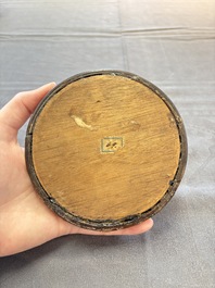 A fine and rare Chinese blue and white 'Shoulao' plaque with wooden mount, Wanli