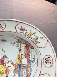 A Chinese Canton famille rose shaving bowl with figurative design, Qianlong