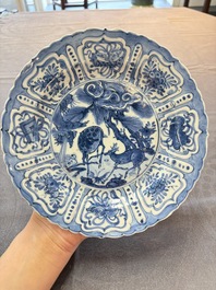 A Chinese blue and white 'deer and pine tree' plate, Wanli