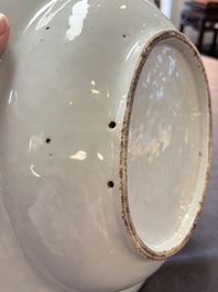 A Chinese Canton famille rose shaving bowl with figurative design, Qianlong