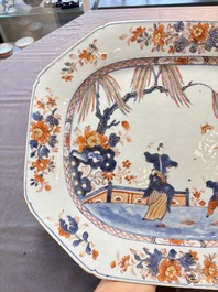 A pair of Chinese Imari-style 'lady and boy' dishes, Qianlong