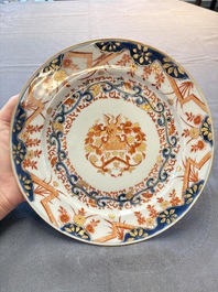 Three Chinese Imari-style armorial plates with the arms of Van Gellicum for the Dutch market, Kangxi/Yongzheng