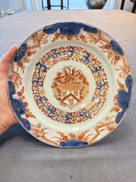 Three Chinese Imari-style armorial plates with the arms of Van Gellicum for the Dutch market, Kangxi/Yongzheng
