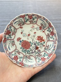 Six sets of Chinese famille rose cups and saucers, Yongzheng/Qianlong