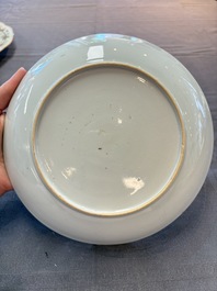 Two Chinese armorial plates and a saucer with the arms of Zur Megede, Rhenius and Chute, Qianlong
