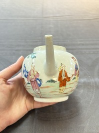 A Chinese famille rose 'mandarin subject' teapot and a mug, Qianlong