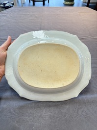 A Chinese famille verte dish and a blue and white dish, Kangxi/Qianlong