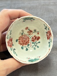 Six sets of Chinese famille rose cups and saucers, Yongzheng/Qianlong