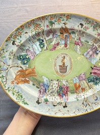 A Chinese Canton famille rose oval armorial dish with the arms of Caulfield for the English market, Daoguang, ca. 1825
