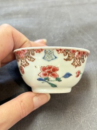 Six sets of Chinese famille rose cups and saucers, Yongzheng/Qianlong