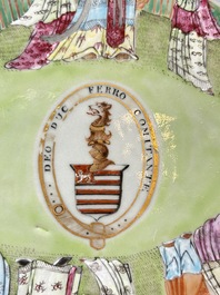 A Chinese Canton famille rose oval armorial dish with the arms of Caulfield for the English market, Daoguang, ca. 1825