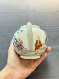 A Chinese famille rose 'mandarin subject' teapot and a mug, Qianlong