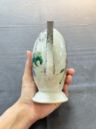 A Chinese famille rose peach-shaped 'Ma Gu Xian Shou 麻姑獻壽' and 'Sanxing' cadogan teapot, Jiaqing