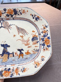 A pair of Chinese Imari-style 'lady and boy' dishes, Qianlong