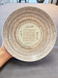 A pair of Chinese 'Magic square' plates for the Islamic market, Qianlong