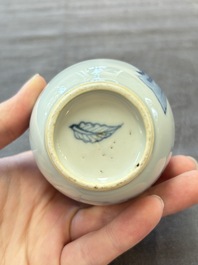 A Chinese blue and white Dutch silver-mounted tea caddy and cover, Kangxi