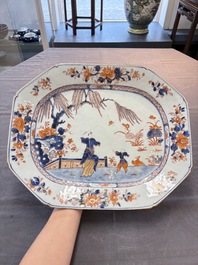 A pair of Chinese Imari-style 'lady and boy' dishes, Qianlong