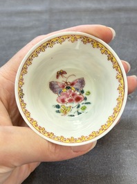 Six sets of Chinese famille rose cups and saucers, Yongzheng/Qianlong